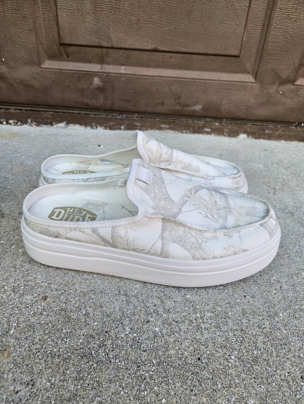 HEYDUDE Austin Lift edge washed white CAMO shoes women’s size US 10 UK 8 EUR 41
